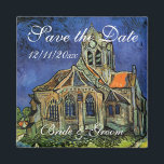 van Gogh, Die Kirche in Auvers, Save the Date Magnet<br><div class="desc">Save the Customizable Magnet. The Church at Auvers (1890) by Vincent van Gogh is a vintage post beeinonism fine art religious painting featuring a woman walking along a path towards the village chapel with beautiful stained glass windows. Bei daily life architecture scene. About the Artist: Vincent Willem van Gogh (1853-1890)...</div>