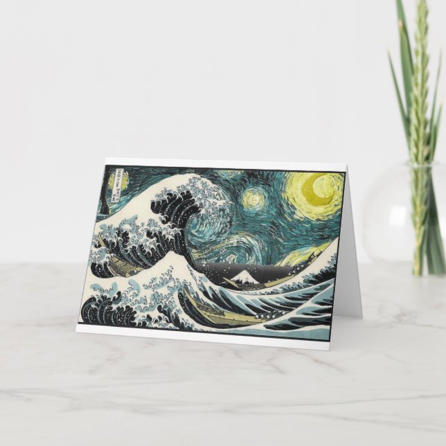 Van Gogh die sternenklare Nacht - Hokusai die Karte (Vorderseite)