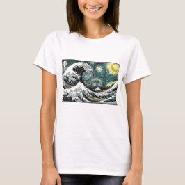 Van Gogh die sternenklare Nacht - Hokusai die T-Shirt