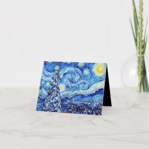 Van Gogh - Die Sternennacht - Weiße Weihnachtskart Karte
