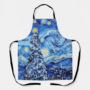 Van Gogh - Die Sternennacht - Weißer Weihnachtspos Schürze