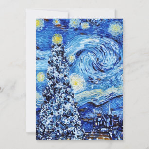 Van Gogh - Die Sternennacht - White Christmas T-Sh Einladung
