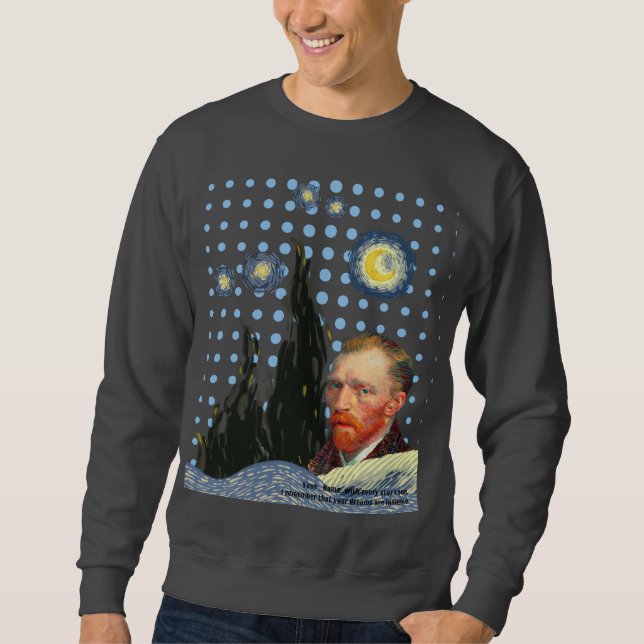  Van Gogh dots moon stars flames face Sweatshirt (Vorderseite)