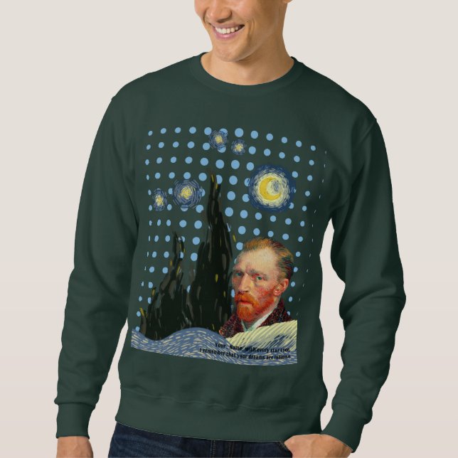  Van Gogh dots moon stars flames face Sweatshirt (Vorderseite)