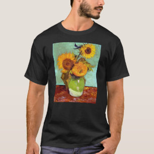 Van Gogh - Drei Sonnenblumen in einer Vase - Kunst T-Shirt