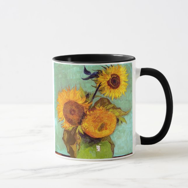 Van Gogh - Drei Sonnenblumen in einer Vase - Kunst Tasse (Rechts)