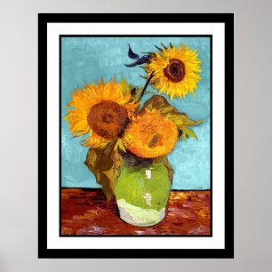 Van Gogh - Drei Sonnenblumen in einer Vase Poster