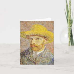 Van-Gogh-Eigenportrait mit Strohhut-Notiz-Karte Karte