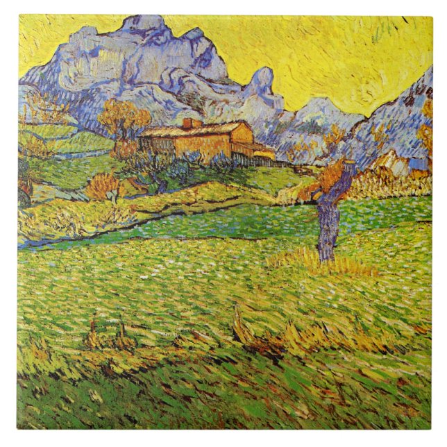 Van Gogh - Eine Wiese im Gebirge, Fliese (Vorderseite)