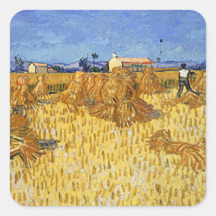 Van Gogh - Ernte in der Provence Quadratischer Aufkleber