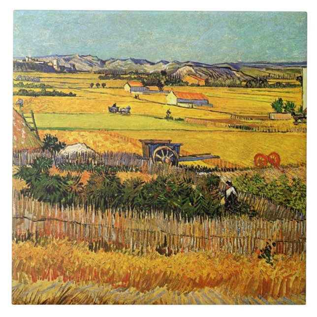 Van Gogh - Ernte in La Crau, Fliese (Vorderseite)