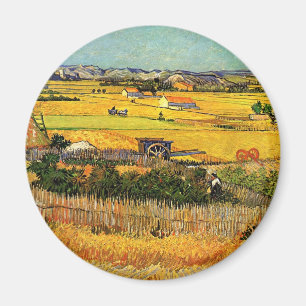 Van Gogh erntet in La Crau mit Montmajour Magnet