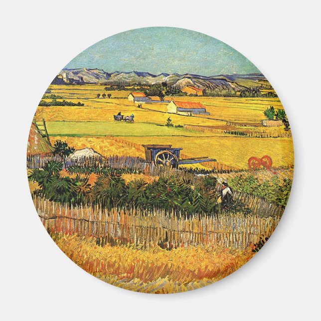 Van Gogh erntet in La Crau mit Montmajour Magnet (Vorne)