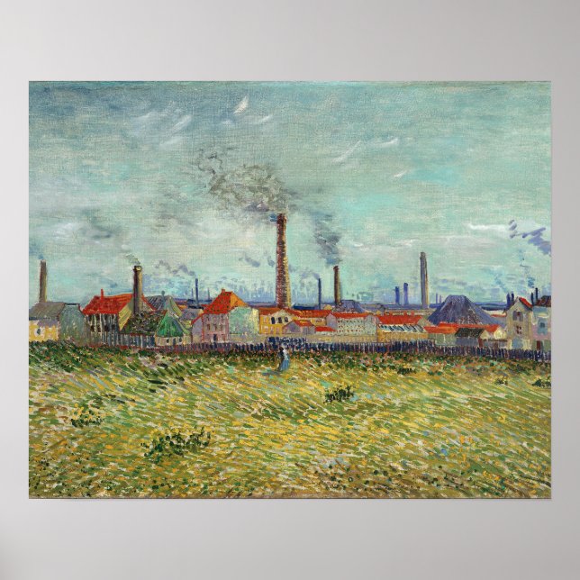 Van Gogh - Fabriken in Clichy Poster (Vorne)