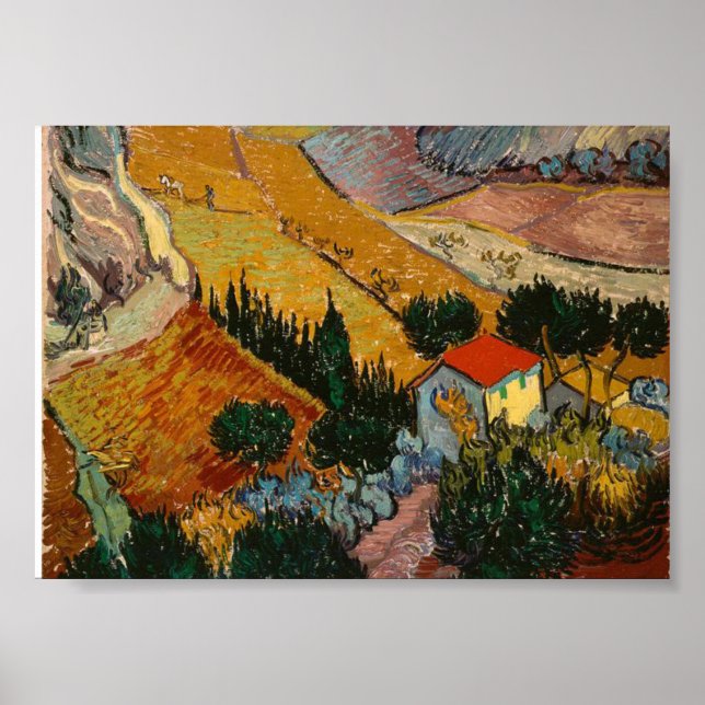 Van Gogh Famous Painting House und Plowman Poster (Vorne)