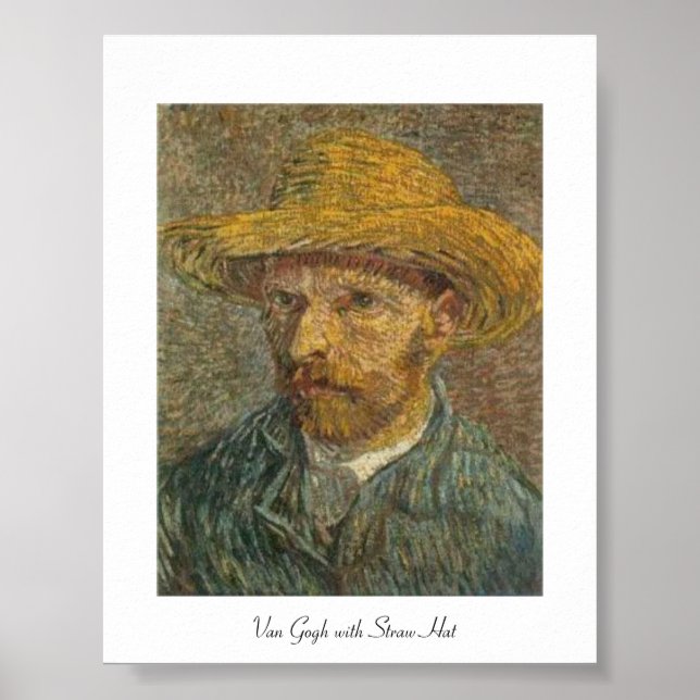 Van Gogh Famous Painting mit Strohhut, Poster (Vorne)