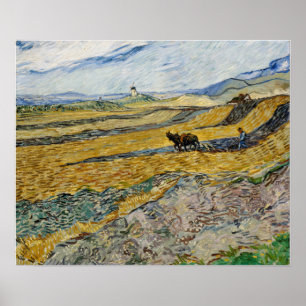 Van Gogh - Feld mit Plowman Poster
