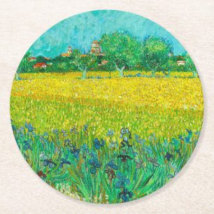 Van Gogh Feld mit Schwertlilien bei Arles Runder Pappuntersetzer