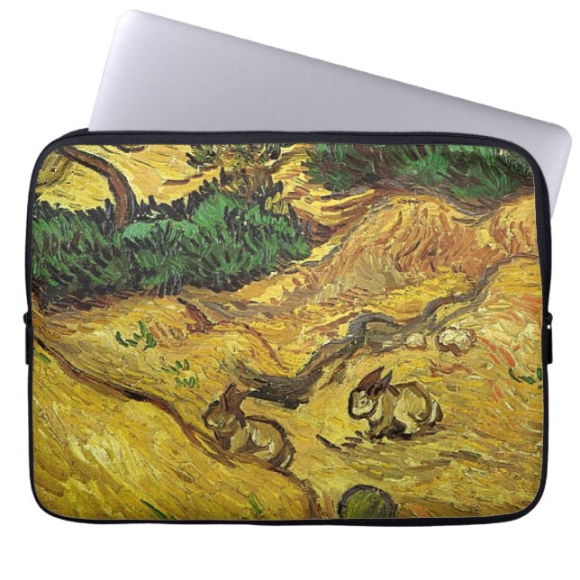 Van Gogh - Feld mit zwei Kaninchen Laptopschutzhülle (Vorderseite)