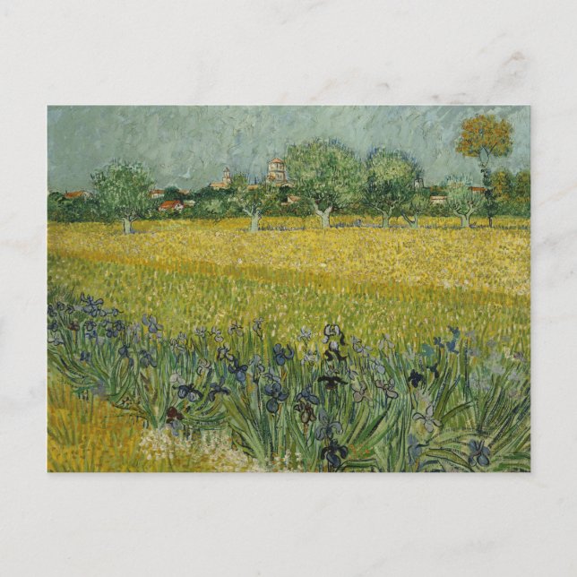 Van Gogh Field mit Blume in der Nähe von Arles Postkarte (Vorderseite)