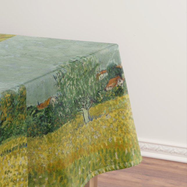 Van Gogh Field mit Blume in der Nähe von Arles Tischdecke (Beispiel)