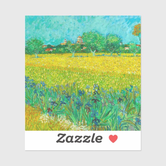 Van Gogh Field mit Irische in der Nähe von Arles Aufkleber (Blatt)