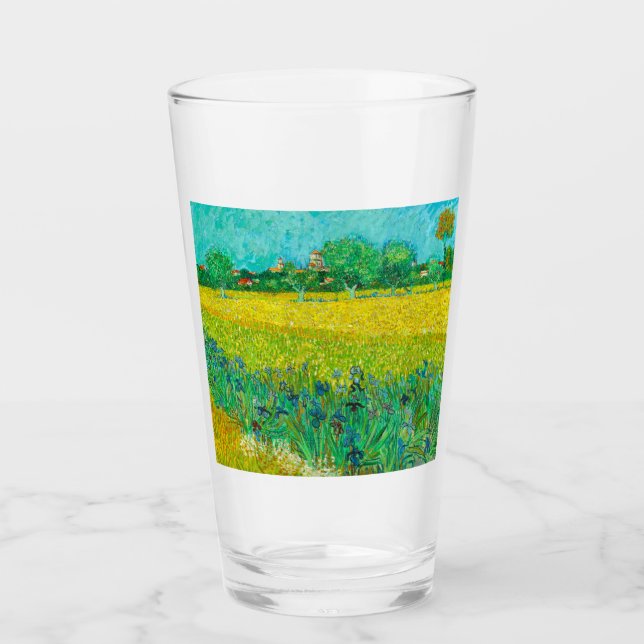 Van Gogh Field mit Irische in der Nähe von Arles Glas (Vorderseite)