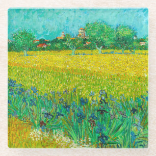 Van Gogh Field mit Irische in der Nähe von Arles Glasuntersetzer