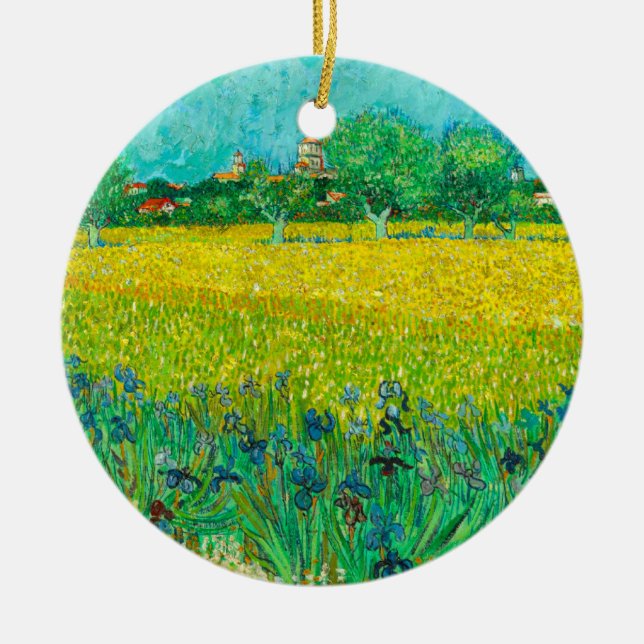 Van Gogh Field mit Irische in der Nähe von Arles Keramik Ornament (Vorne)