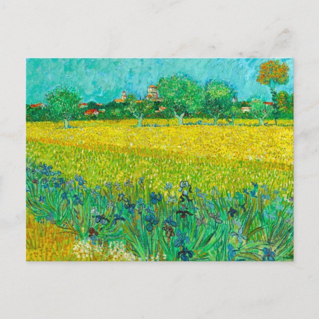 Van Gogh Field mit Irische in der Nähe von Arles Postkarte (Vorderseite)