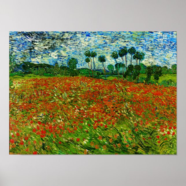 Van Gogh Field with Poppies (F636) Fine Art Poster (Vorne)