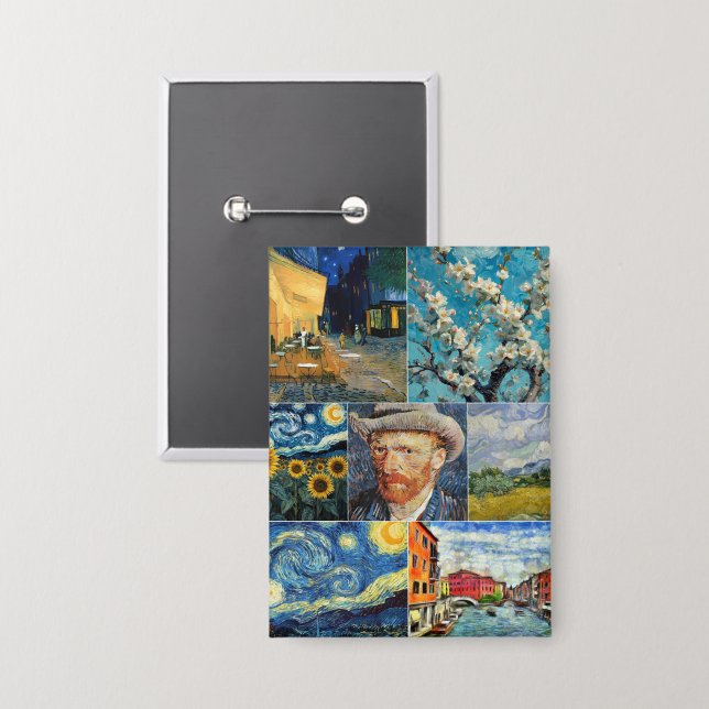 Van Gogh Fine Art Collage Button (Vorderseite/Rückseite)