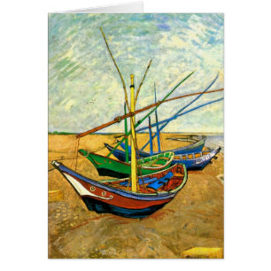 Van Gogh Fischerboote am Strand in Saintes Maries