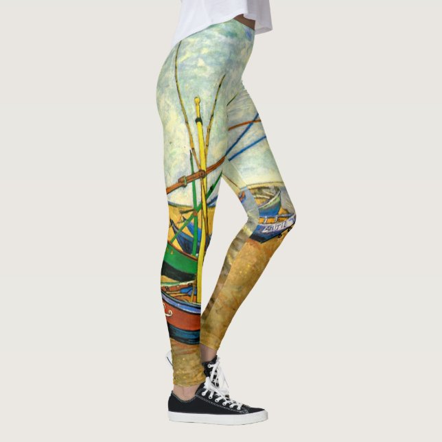 Van Gogh Fischerboote am Strand in Saintes Maries Leggings (Rechts)