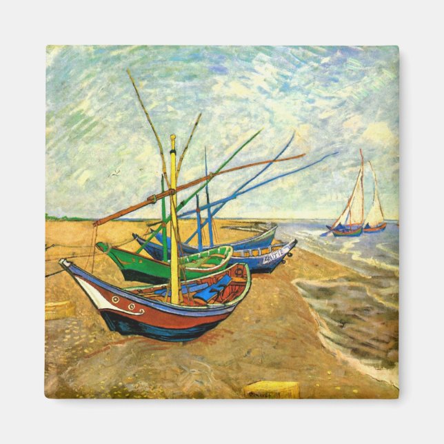 Van Gogh Fischerboote am Strand in Saintes Maries Magnet (Vorne)