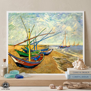 Van Gogh Fischerboote am Strand in Saintes Maries Poster