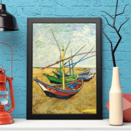 Van Gogh Fischerboote am Strand in Saintes Maries Poster
