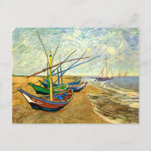 Van Gogh Fischerboote am Strand in Saintes Maries Postkarte
