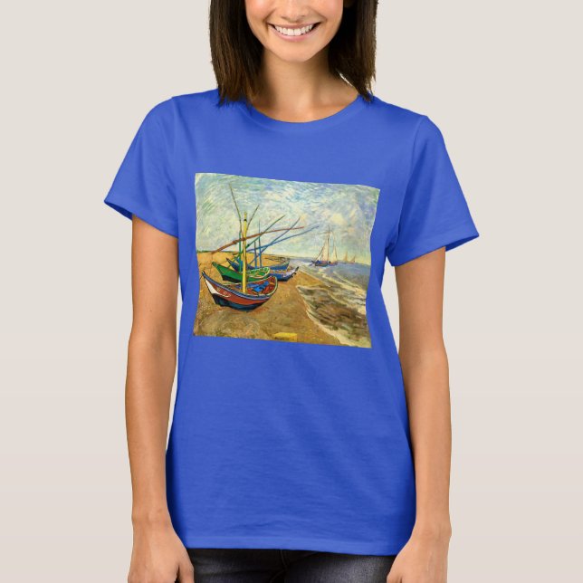 Van Gogh Fischerboote am Strand in Saintes Maries T-Shirt (Vorderseite)