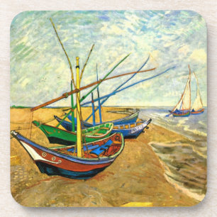 Van Gogh Fischerboote am Strand in Saintes Maries Untersetzer