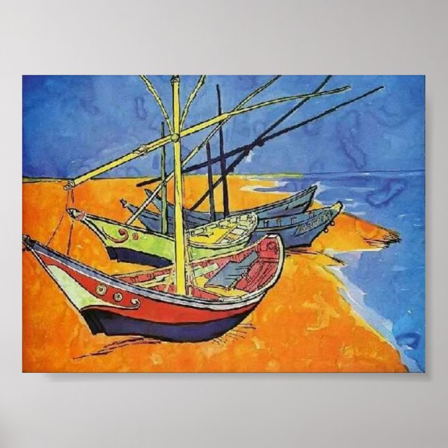 Van Gogh - Fischerboote am Strand Poster (Vorne)
