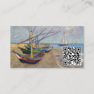 Van Gogh - Fischerboote am Strand - QR-Code Visitenkarte