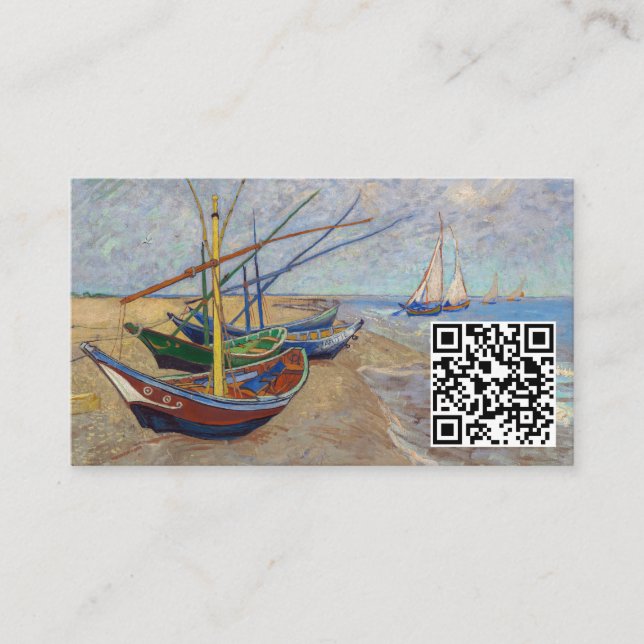 Van Gogh - Fischerboote am Strand - QR-Code Visitenkarte (Vorderseite)
