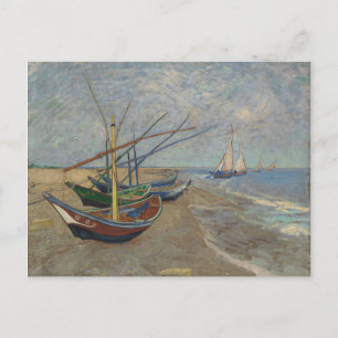 Van Gogh Fischerboote am Strand von Les Saint Postkarte