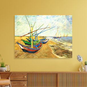 Van Gogh Fischerboote am Strand von Saintes Maries Leinwanddruck