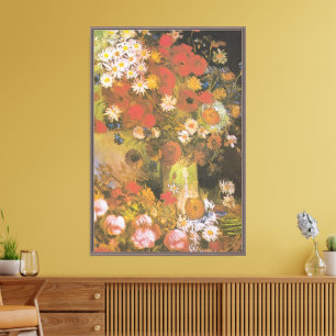 Van Gogh Florales Stillleben Rote Mohnblumen & Ros Leinwanddruck