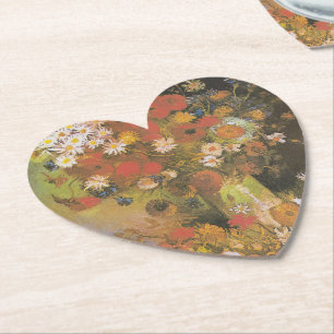 Van Gogh Florales Stillleben Rote Mohnblumen & Ros Untersetzer