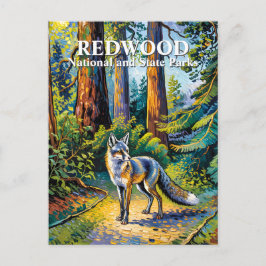 Van Gogh Fox Redwood National Park Forest Custom Postkarte