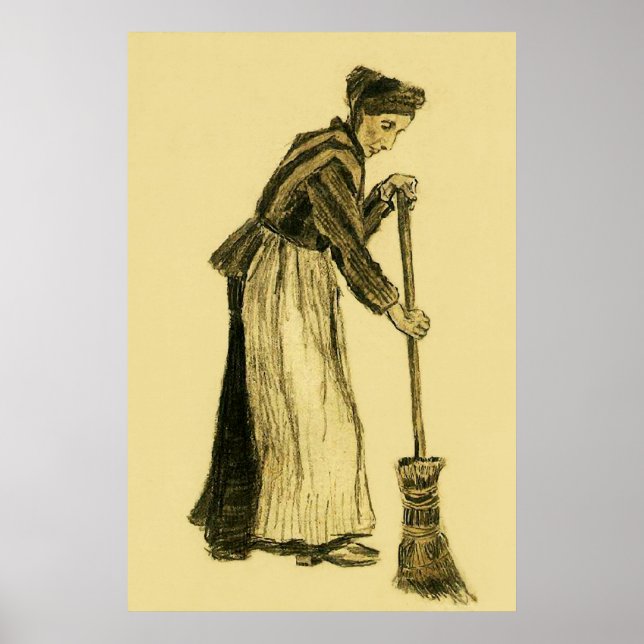 Van Gogh Frau mit Broom Fine Art Poster (Vorne)