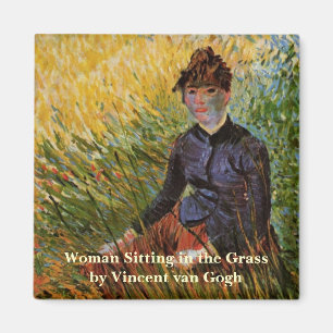 Van Gogh; Frau sitzend im Gras, Vintage Fine Art Magnet